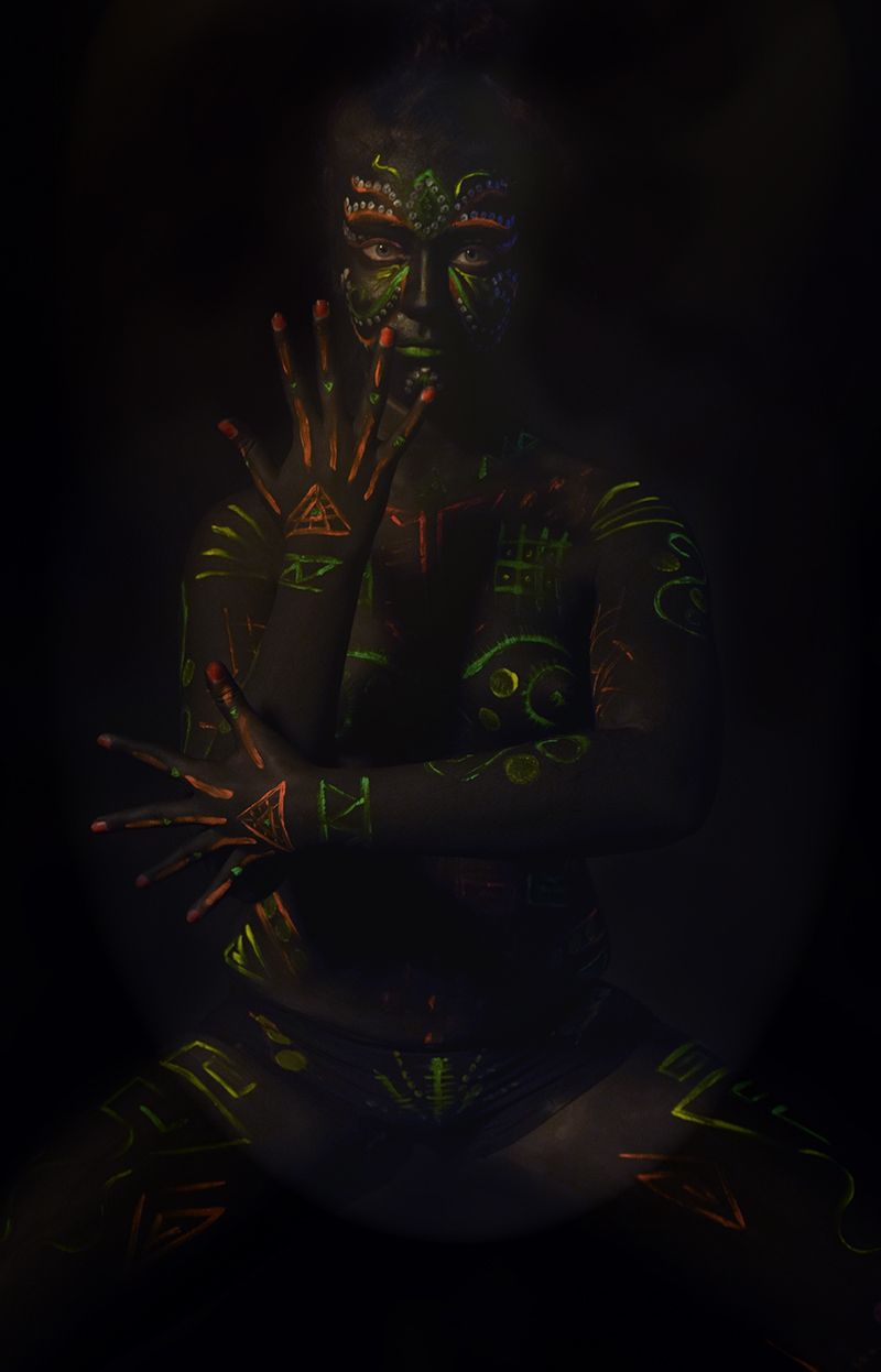 Photographer, Colin Solomon, Edited, Jess Sexton, Retoucher, Beauty Exposed, Hemel Hempstead, Body paint, Blue, Lighting, Gel Lighing, Shimmer, Painter, Nude, Nude Art, Nude photography, Stretch, Posed, Rachel