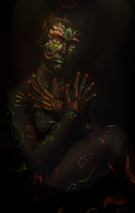 Photographer, Colin Solomon, Edited, Jess Sexton, Retoucher, Beauty Exposed, Hemel Hempstead, Body paint, Blue, Lighting, Gel Lighing, Shimmer, Painter, Nude, Nude Art, Nude photography, Stretch, Posed, Rachel